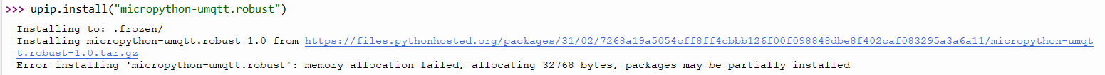 MicroPython Problem : Thonny IDE Error Installing Memory Allocation Failed