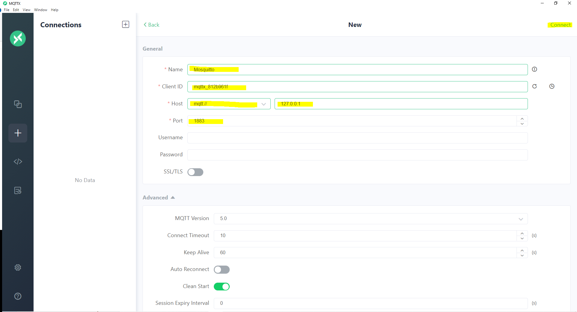 MQTTX Connection Details