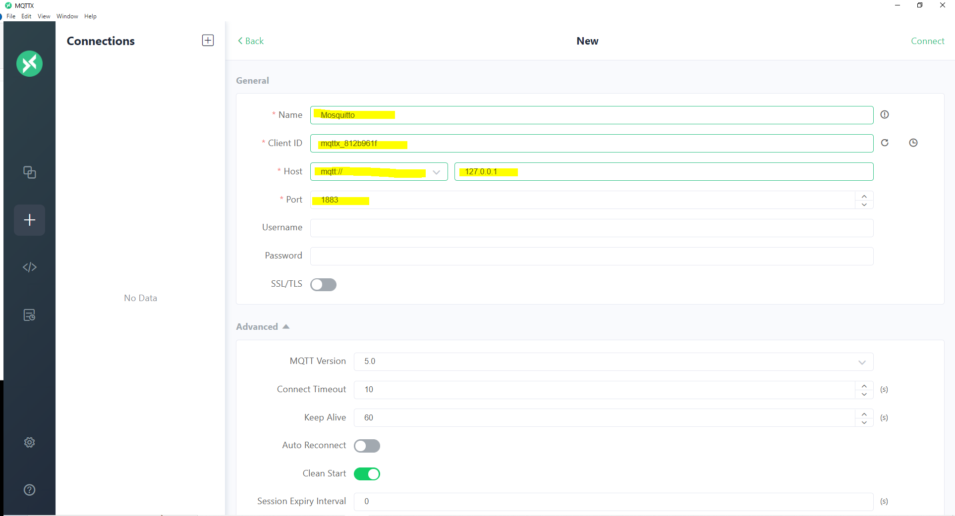MQTTX Connection Details