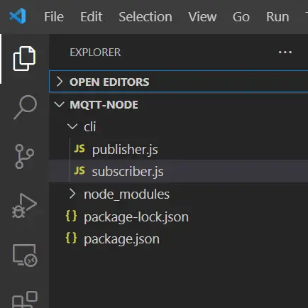 Node JS MQTT CLI Project files