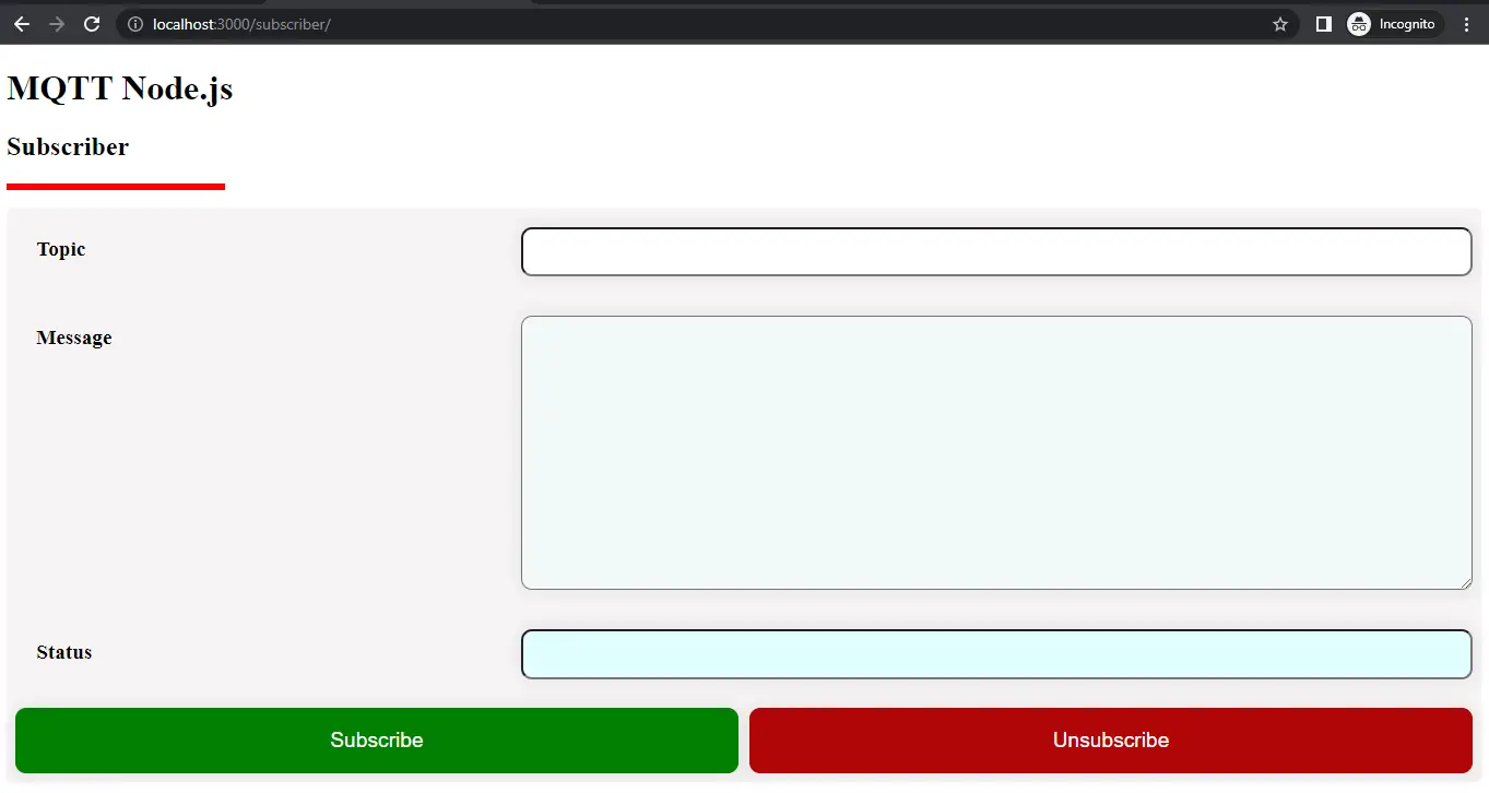 Node JS MQTT Subscriber