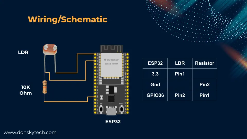 ESP32 LDR Wiring Schematic