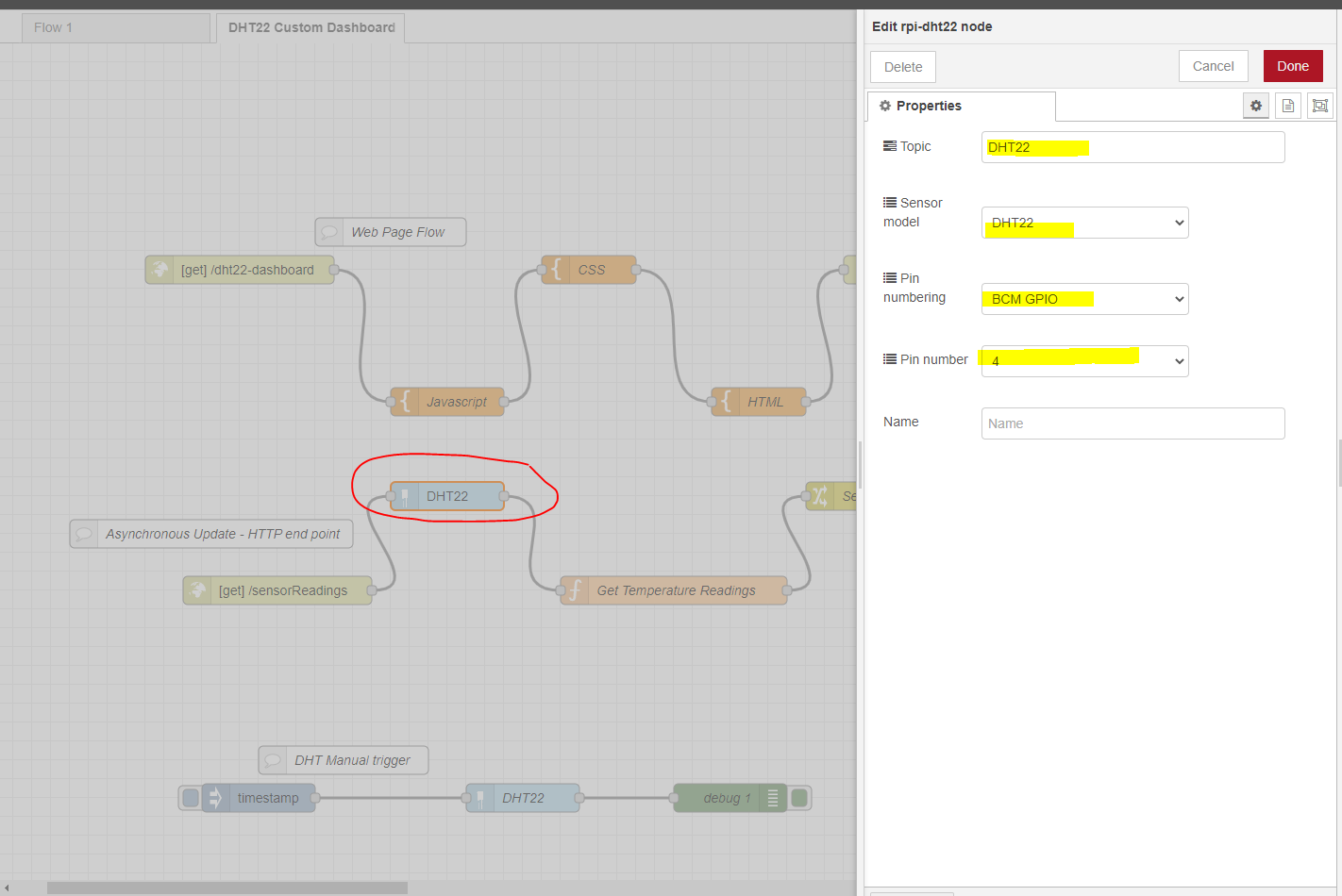 Node Red DHT22 Node