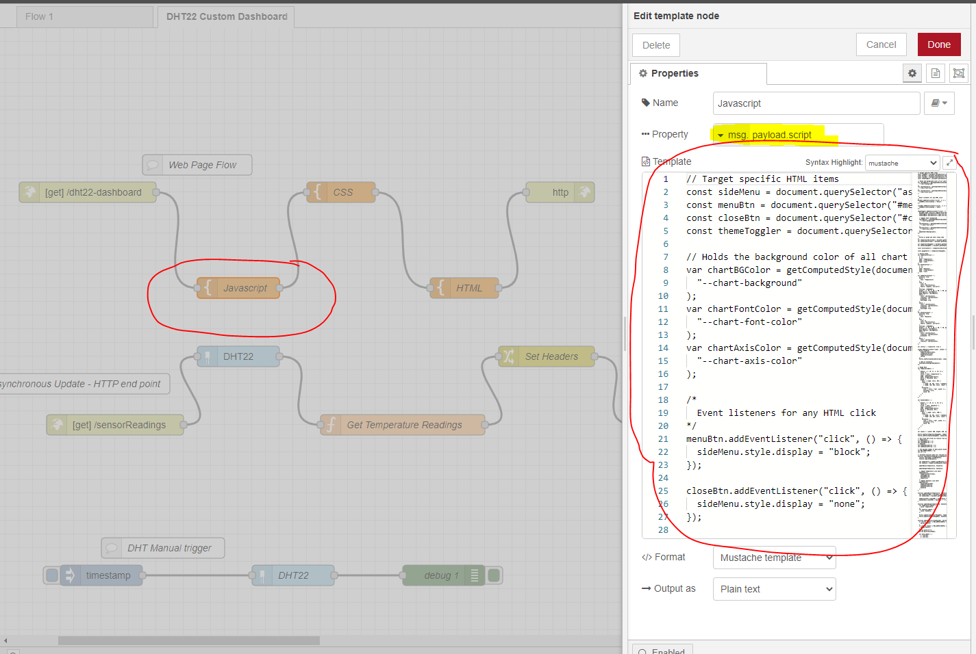 Node-Red Javascript Template