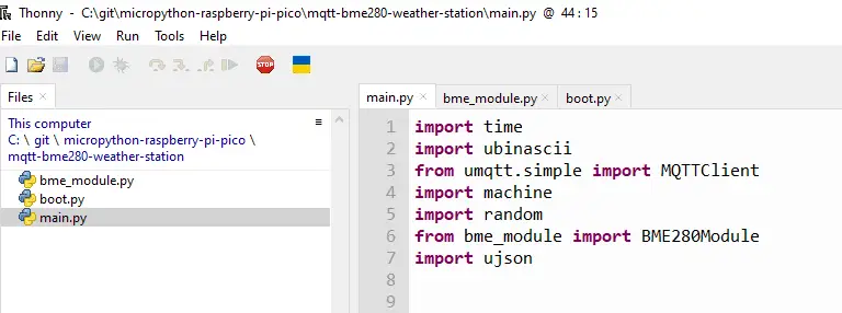 Raspberry Pi Pico W MicroPython MQTT - BME280 Weather Station - Thonny IDE Project Files