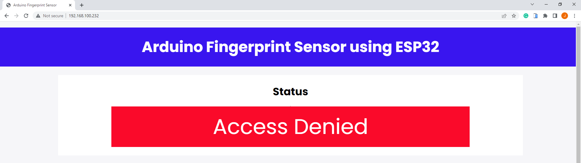Arduino Fingerprint Scan - Access Denied