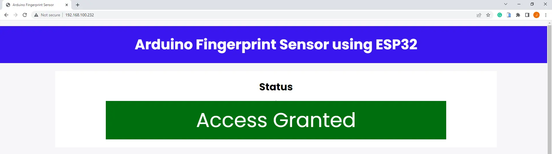 Arduino Fingerprint Scan - Access Granted