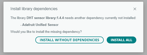 Arduino IDE 2 - Install Adafruit DHT Library - Dependent Library