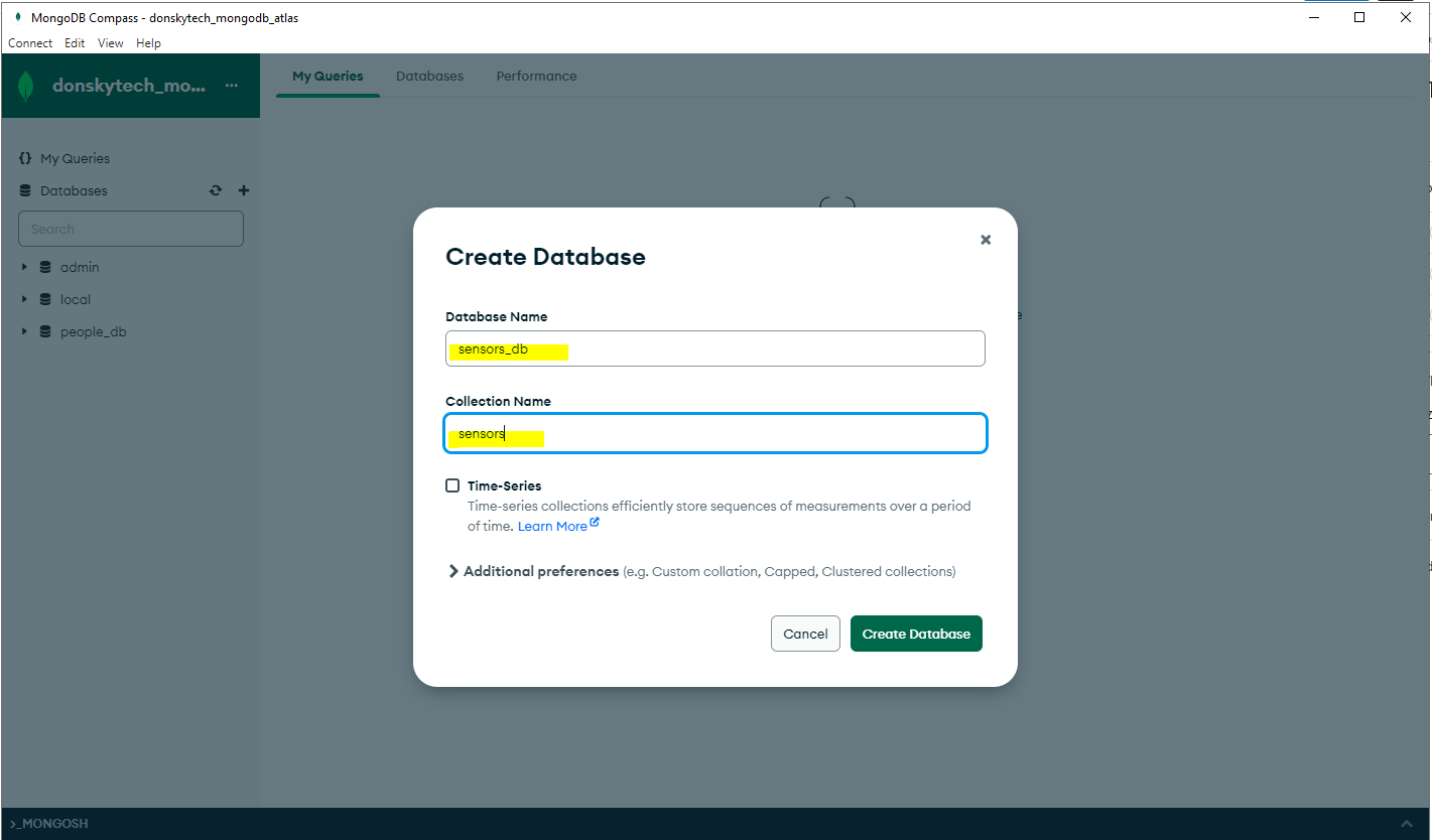 Create MongoDB Database in MongoDB Compass