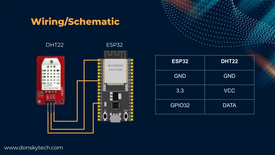 ESP32 - DHT22 - Arduino - Wiring - Schematic