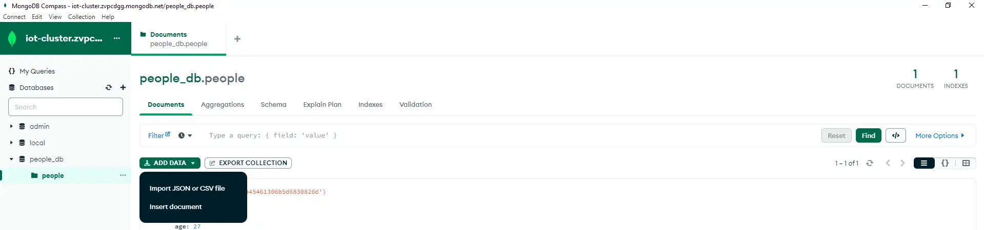 MongoDB Compass Import JSON