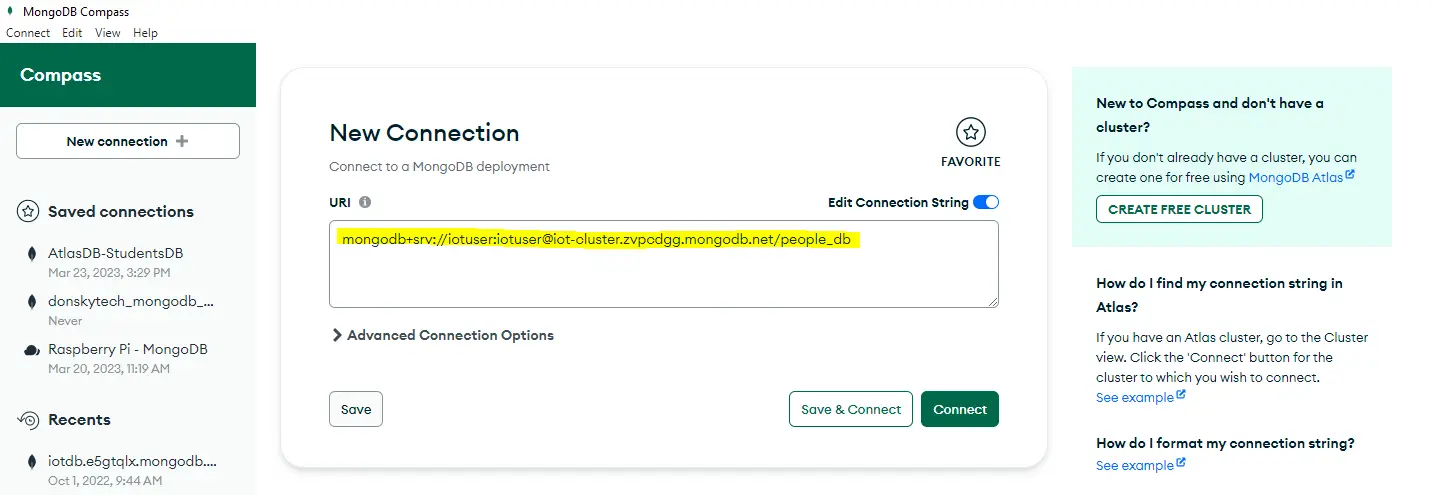 MongoDB Compass to MongoDB Atlas Connection