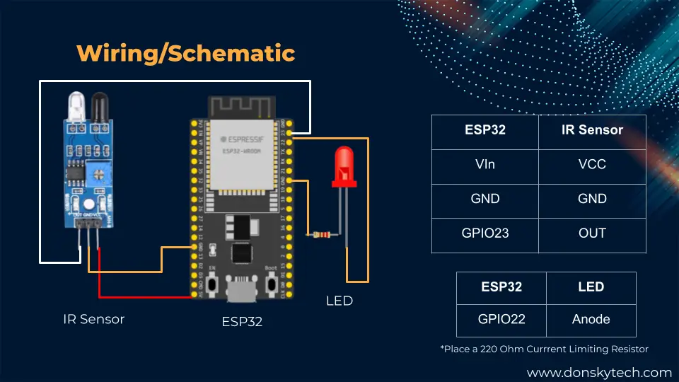 ESP32 IR Sensor Wiring Schematic