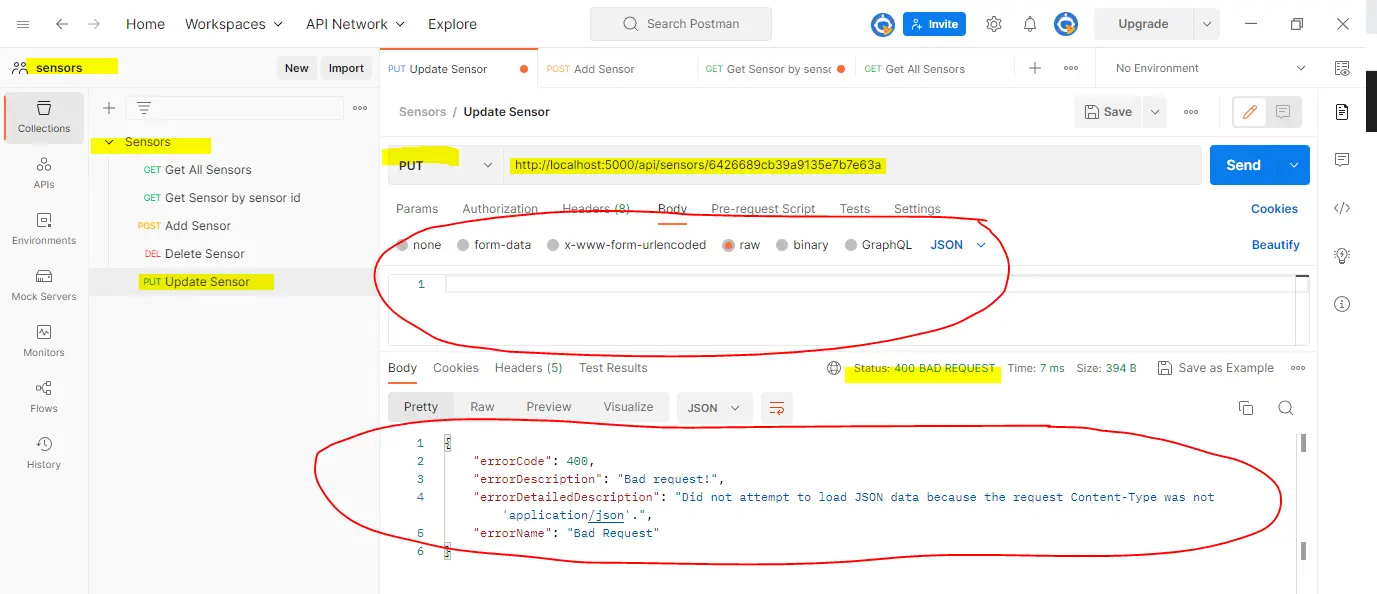 Postman Flask Error handling