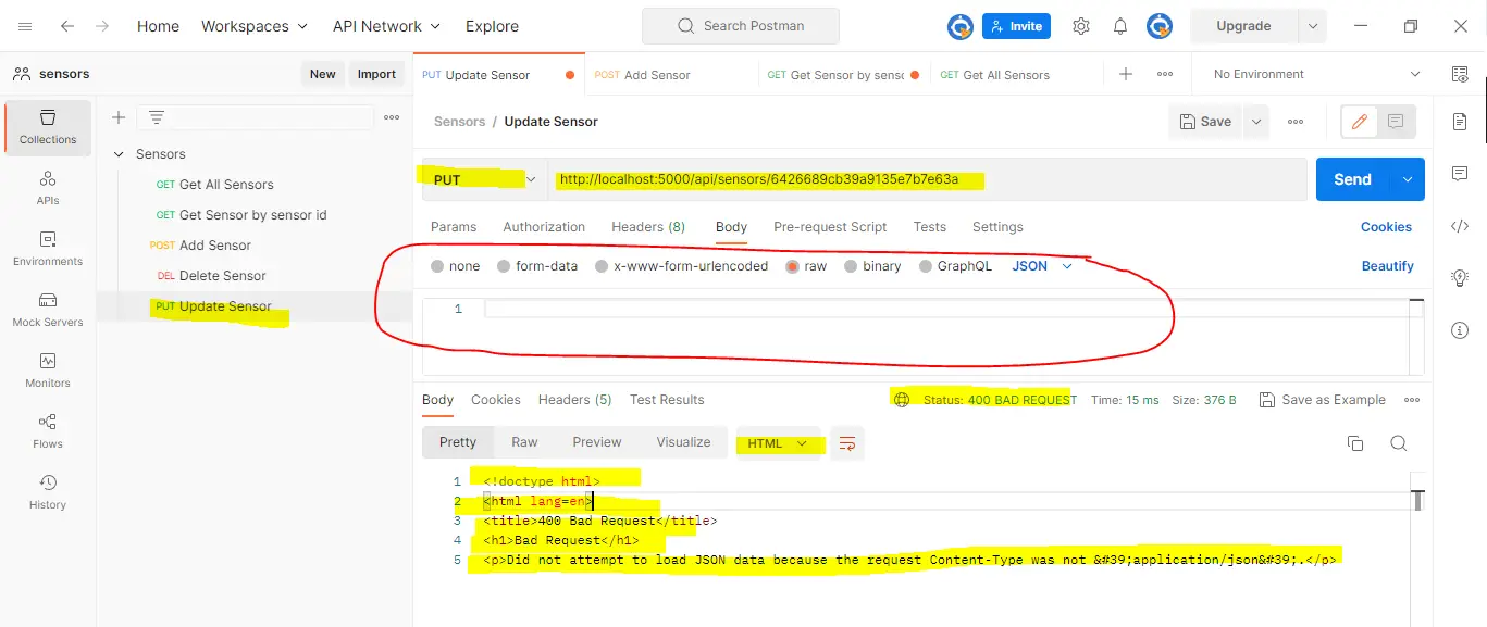 Postman No Flask Error Handling