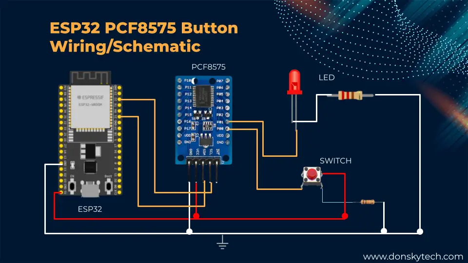 ESP32 PCF8575 Button Wiring Schematic