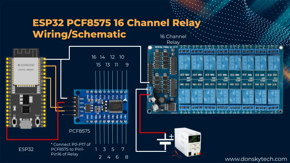 ESP32 PCF8575 Relay Wiring Schematic