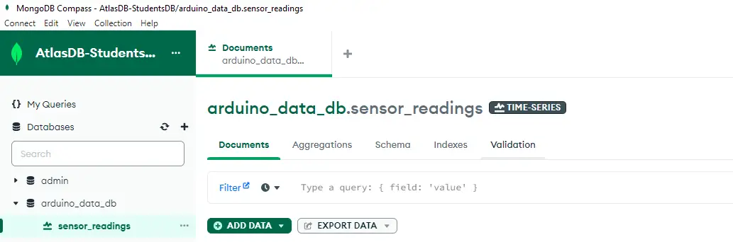 Arduino MongoDB Time Series Database
