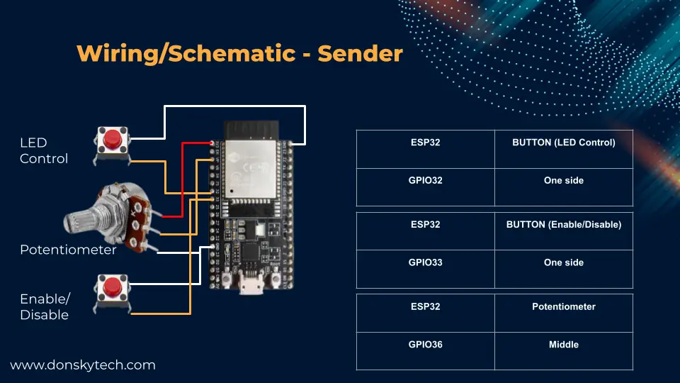 ESP-Now in MicroPython - Sender - Wiring and Schematic
