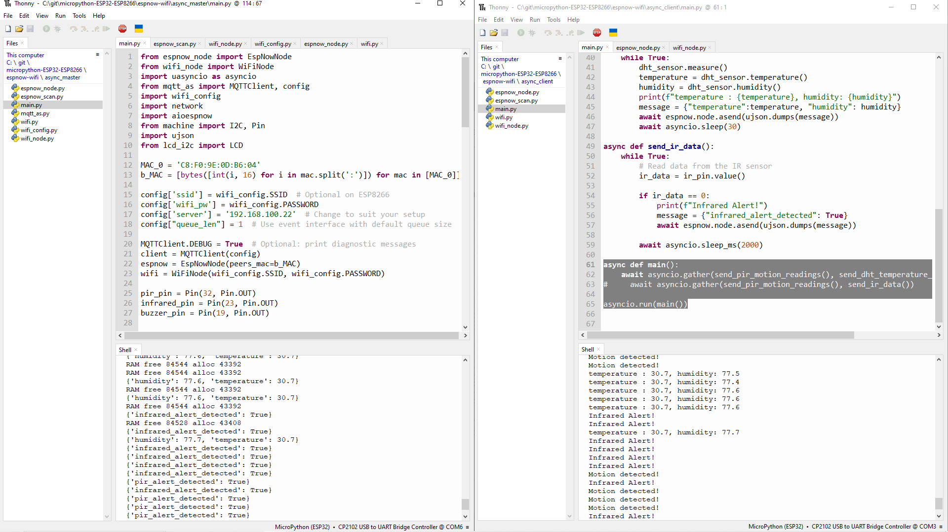 Running the project - ESP-NOW MicroPython and WiFi