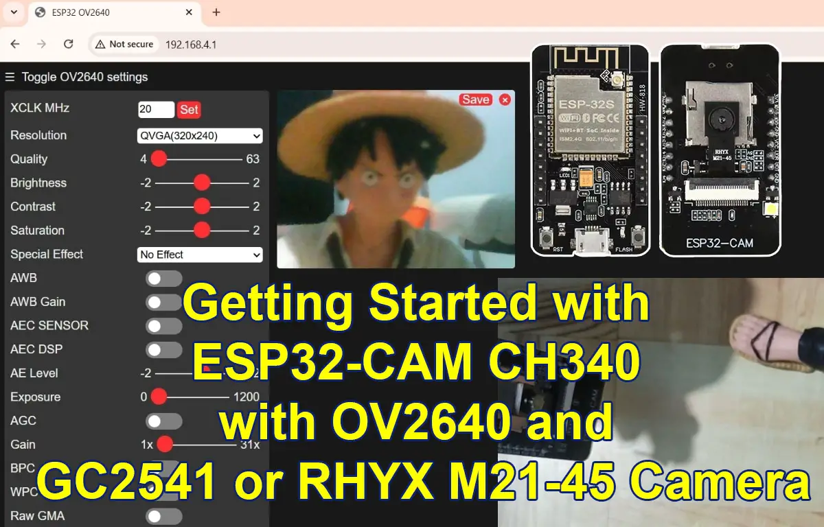 Background - Getting Started with ESP32-CAM CH340 with OV2640 and GC2541 or RHYX M21-45 Camera