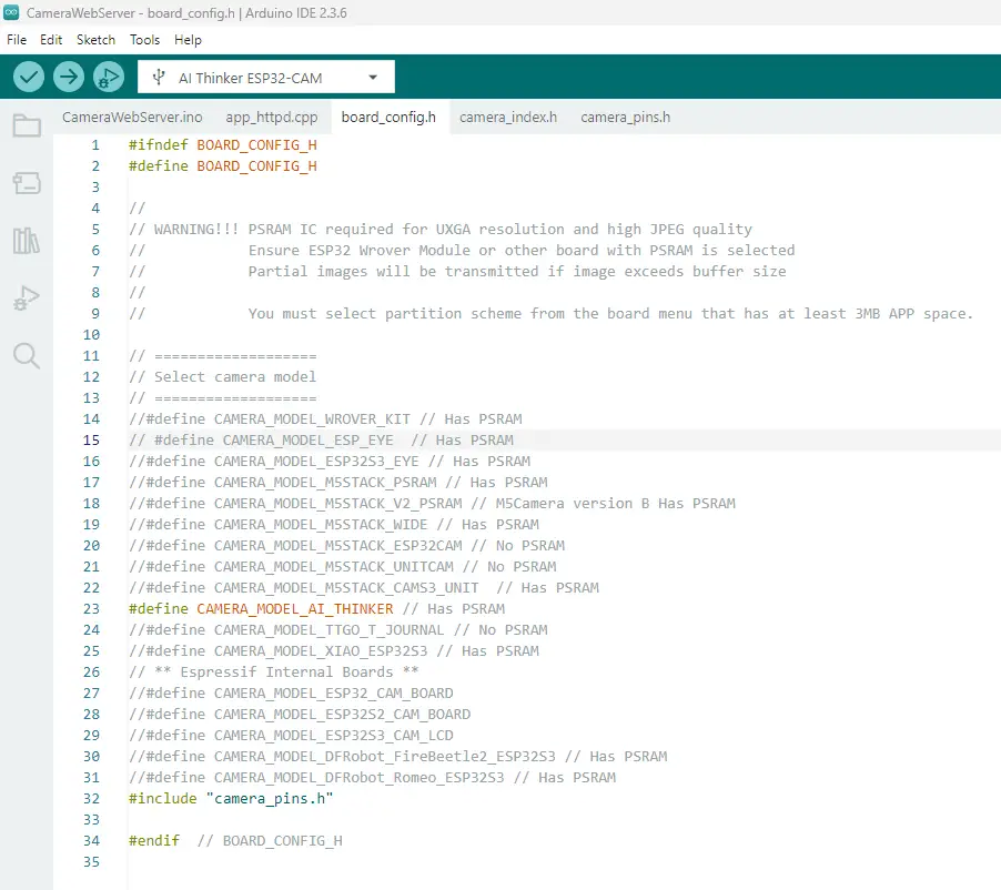 CameraWebServer.ino board_config.h