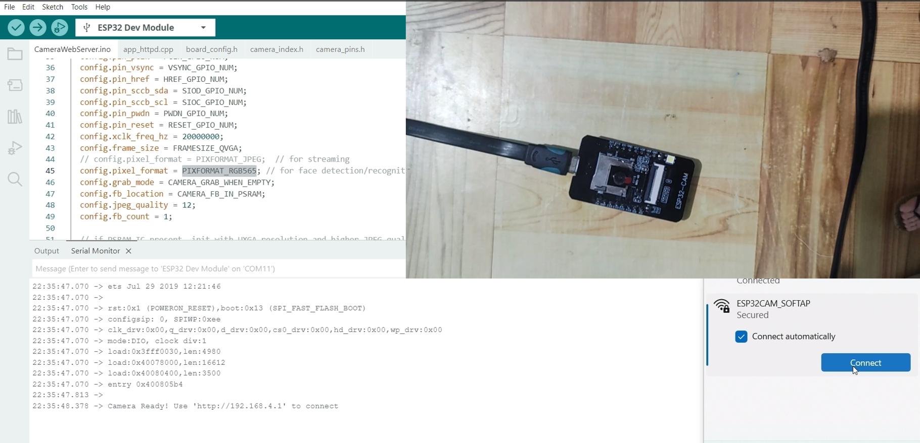 ESP32-CAM SOFTAP WIFI Connection
